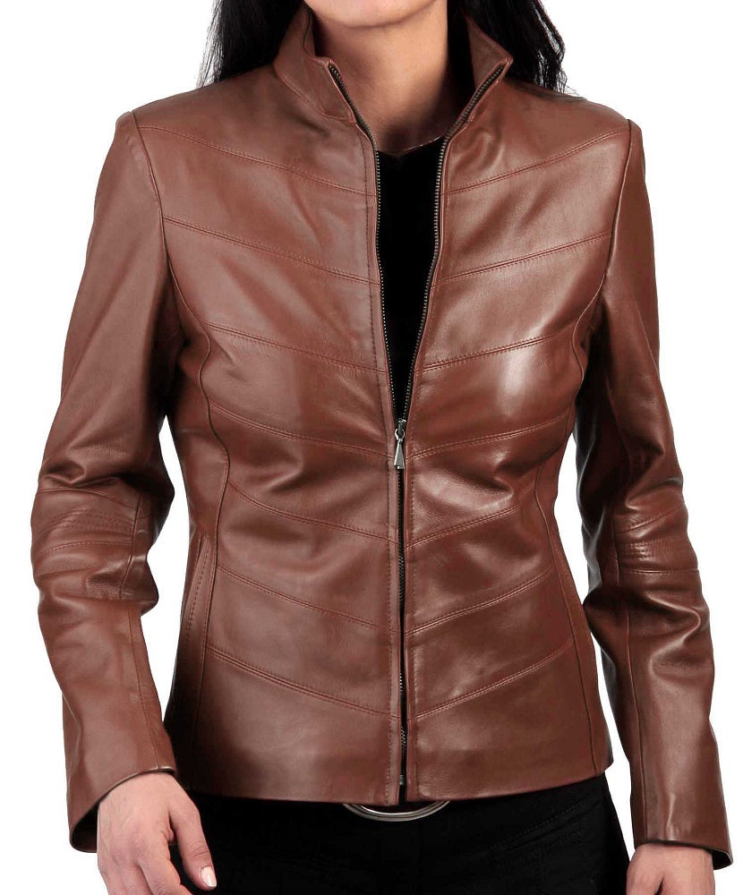 Women Lambskin Genuine Leather Jacket WJ 52 freeshipping - SkinOutfit