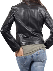 Women Lambskin Genuine Leather Jacket WJ177 SkinOutfit