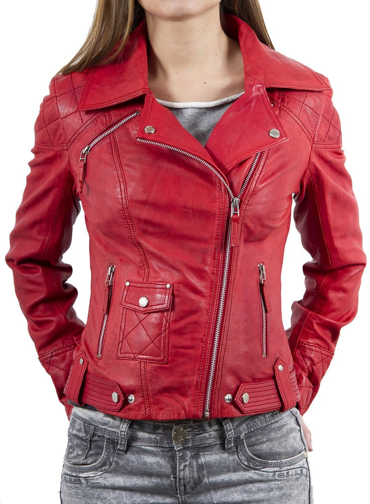 Women Lambskin Genuine Leather Jacket WJ179 SkinOutfit