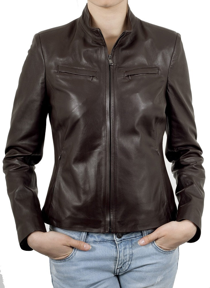 Women Lambskin Genuine Leather Jacket WJ181 SkinOutfit