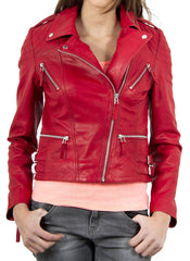 Women Lambskin Genuine Leather Jacket WJ186 SkinOutfit