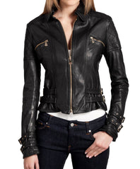 Women Lambskin Genuine Leather Jacket WJ191 SkinOutfit