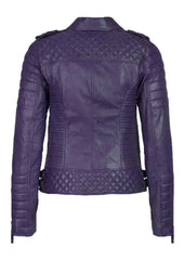 Women's Biker Leather Jacket Purple freeshipping - SkinOutfit